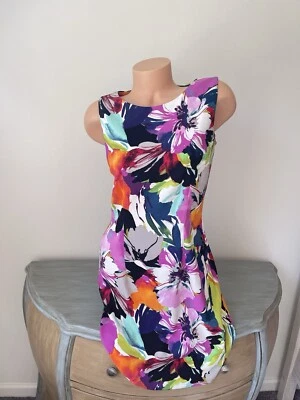 Vestido justo AGB floral sem mangas feminino tamanho 8 M colorido carreira verão costeiro - Imagem 1 de 4