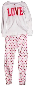 Carter's Girl's Long Sleeve "Love" 2-Piece Pajama Set; White/Pink (5) - Picture 1 of 1