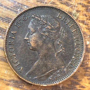 1881-H Great Britain Farthing Nice Original XF KM-753 CHRC - Picture 1 of 2
