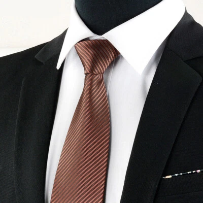 Corbata con cremallera de color liso de moda para hombres boda fiesta formal negocios" Foto 1 de 4