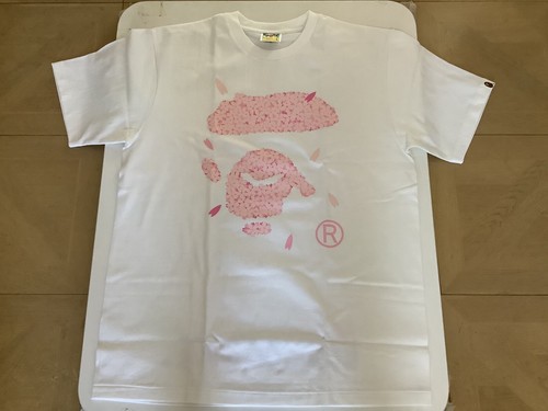 A BATHING APE (BAPE) T shirt maglietta autentica a bathing ape bape sakura ape face bianca L nuova
