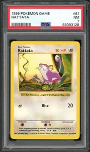 PSA 7 Base Set Shadowless Rattata 61/102 PINK DOTS ERROR Pokemon Cards 1999🔥 - Picture 1 of 2