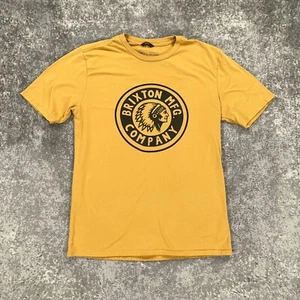 Brixton Shirt Mens Medium Yellow Indian Head Logo Single Stitch Retro Ski Skater - Picture 1 of 12