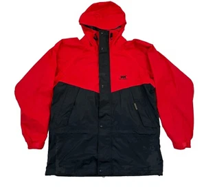 Vintage Helly Hansen Jacket Mens Small Red Black Packable Hooded 90’s Gorpcore - Picture 1 of 8