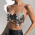 Backless Crop Tank Tops Sequin Show Costumes Charming Belly Dance Bra  Women