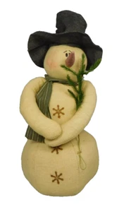 Old fashioned stuffed Snowman holding a tree branch - New by Honey & Me #C13211 - Picture 1 of 6
