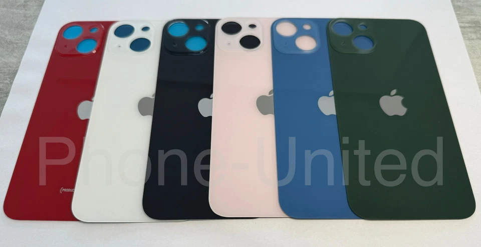 Vitre arrière iPhone 13 Mini Noire, Rouge,Bleu, Blanc, Noir, Verte, Rose Logo