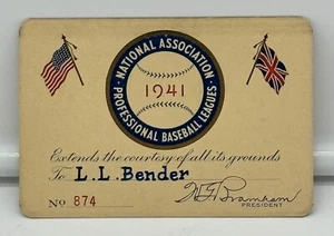 Boleto NAPBL Minors Pass 1941 Warren Spahn edad 20/19 victorias/1,83 Boston Braves⚾️ - Imagen 1 de 3