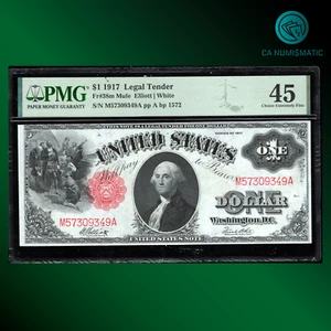 Fr.38m 1917 $1 One Dollar Legal Tender Note, Sawhorse Reverse, PMG 45, 09349 - Picture 1 of 2