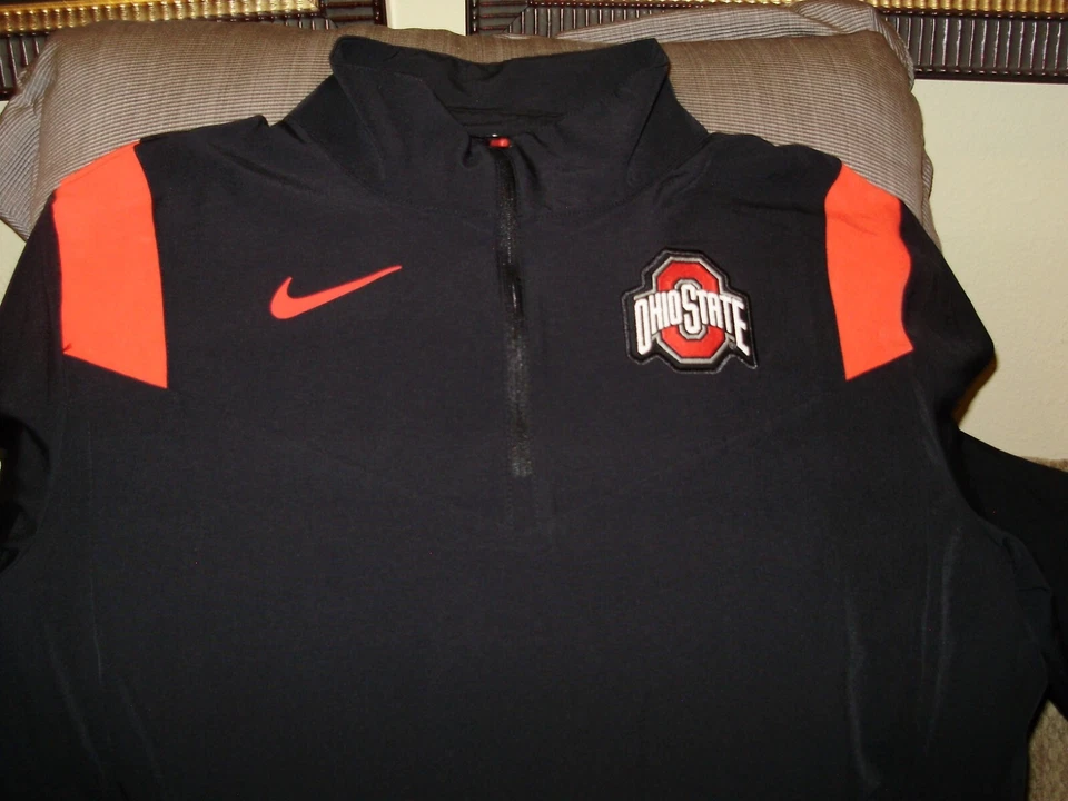 Ohio State Buckeyes Nike DN6195 Coaches Black 1/4 Zip Golf Wind Jacket Men's MED