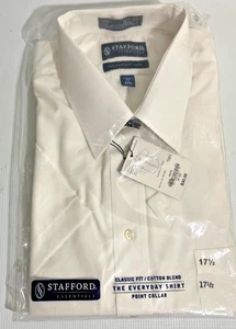 Stafford 17-1/2 Classic Fit, Blanco, Cuello Punto Manga Corta "Camisa Todos los Días" - Imagen 1 de 5