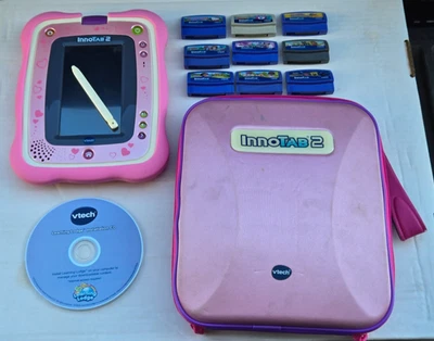 Vtech InnoTab 2 Kids Learning Touch Tablet Pink - Includes 9 Cartridges - READ - Image 1 of 4