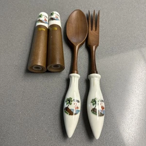 VTG Florida Souvenir Hostess Set Spoon Fork Salt Pepper Shakers Travel Gift - Picture 1 of 5