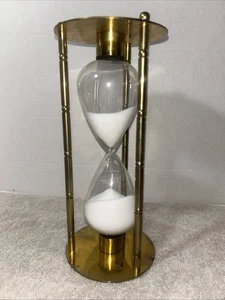 Vintage Brass Hourglass Sand Timer Nautical Early 11” - Picture 1 of 5