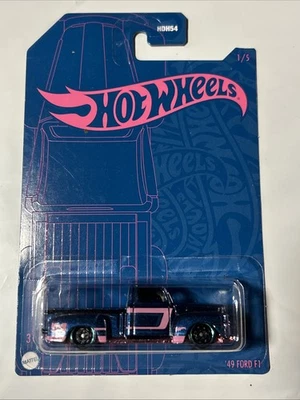 2022 风火轮 '49 福特 F1 缎面蓝色和粉红色套装 1/5 — 第 1/2 张图片