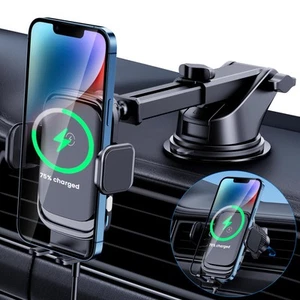 Wireless Car Charger, 15W Fast Charging Phone Mount Auto-Clamping Phone Holde... - Photo 1 sur 8
