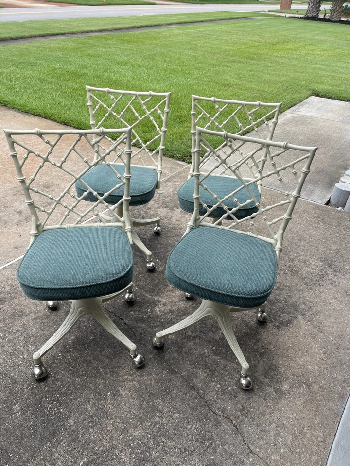 Juego de 4 sillas de comedor/cocina Phyliss Kessler bambú aluminio fundido ¡IMPECABLES! Foto 1 de 4