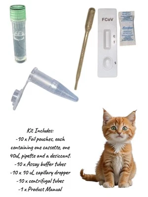 S&C BIOTECH Feline Corona Virus Antigen Single Snap Test, (FCoV Ab), Box/10, FREE SHIPPING
