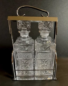 Vintage Glas Scotch Rye Dekanter Set Chrom Caddy MCM - Bild 1 von 8