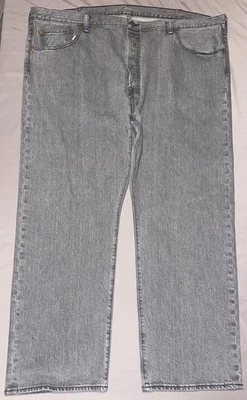 Levis 501 Mens Straight Jeans 46 X 30 Grey Tab Medium  Wash Button Fly Denim - Image 1 of 4