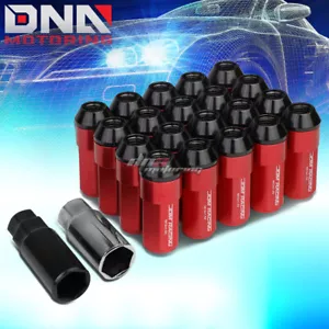 20PCS 29MM RED ALUMINUM 23MM OD M12X1.5 CONICAL LUG NUTS W/24MM CAP+ADAPTER - Picture 1 of 5
