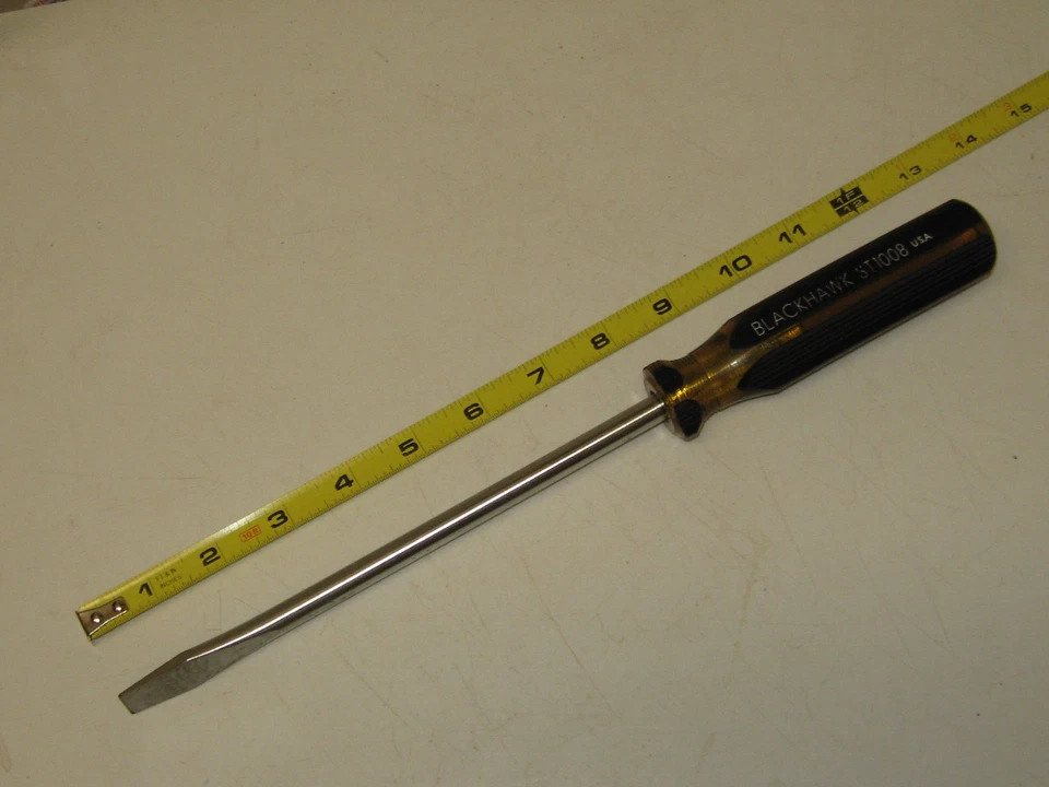 3/8" x 8", Slotted Screwdriver, OAL is 13", USA, B lackhawk # ST-1008 - Image 1 of 1
