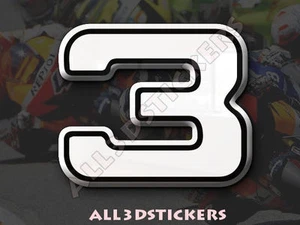 Adesivi Resinati Numero 3 Tre 3D Colore Bianco Dimensione 75mm - Foto 1 di 1