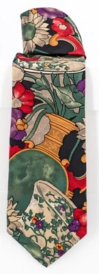 Corbata vintage años 80 estructura hombre 100 % seda floral 59 x 3,5 Foto 1 de 3