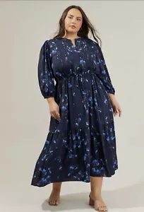 NWT Sugarlips Toruń Midi dress Curve Elegant Blue Floral Dress size 3X 🌸 - Picture 1 of 9