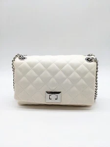 INC mini Ajae quilted faux-leather flap over crossbody shoulder bag BONE - Picture 1 of 15