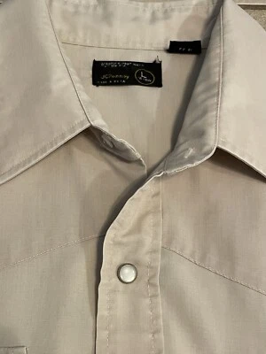 VTG JCPenney Western Shirt Men’s Size L  16-16 1/2 Brown Pearl Snap Cowboy Rodeo - Image 1 of 4