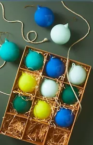Anthropologie Glitter Ville Opaque Bauble 2”Glass Ornaments Ball, Set Of 12 - Picture 1 of 9