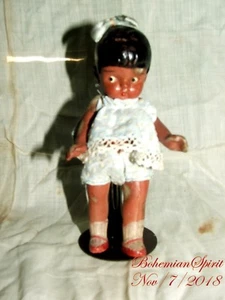 ANTIQUE 30's JAPAN AMERICANA BISQUE DOUBLE JOINTED 4'' miniature GIRL DOLL - Picture 1 of 8