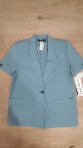 Women's Sag Harbor Blue Short Sleeve Buttoned Jacket Size 6P NEW With Tag - Picture 1 of 4