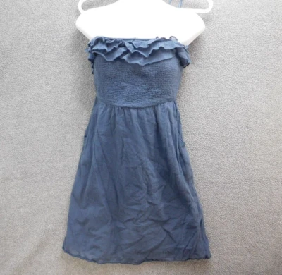 Maeve Women's XS Strapless Blue Linen Ruffle Midi Dress - Image 1 of 4