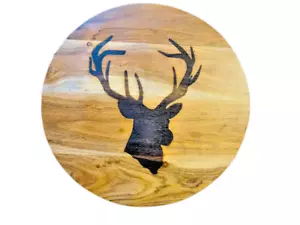 WOOD 16" ROTATING LAZY SUSAN Deer NEW - Picture 1 of 2