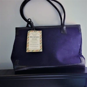 Bueno Ladies Tote Handbag Eggplant Color w/ Dark Brown Faux Croc Leather Trim - Picture 1 of 11