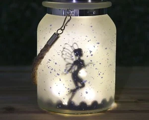 Solar Firefly Fairy Light, Garden Solar Lantern Frosted Glass Hanging Jar - Picture 1 of 9