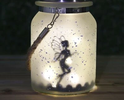 Solar Firefly Fairy Light, Garden Solar Lantern Frosted Glass Hanging Jar - Image 1 of 4