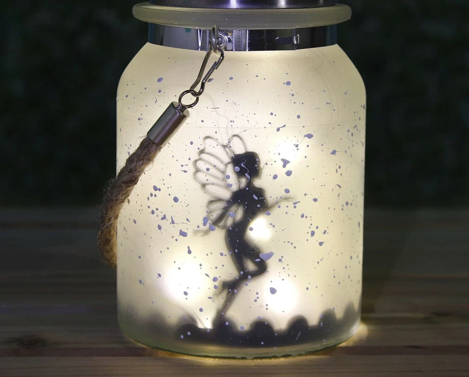 Solar Firefly Fairy Light, Garden Solar Lantern Frosted Glass Hanging Jar - Image 1 of 4