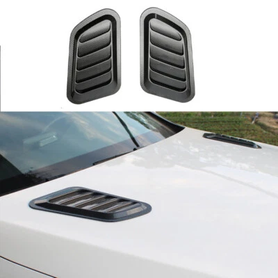 2xCar Long-lasting Carbon Fiber ABS Air Flow Intake Scoop Bonnet Vent Cover Hood - Image 1 of 4