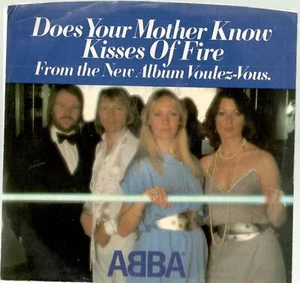Abba, "Does Your Mother Know" b/w "Kisses of Fire"; 7" Atlantic Records 45 - Imagen 1 de 4