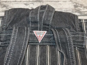 VTG GUESS JEANS DENIM BACKPACK RUCKSACK BAG BLACK STRIPE MADE USA RARE HTF - Picture 1 of 15