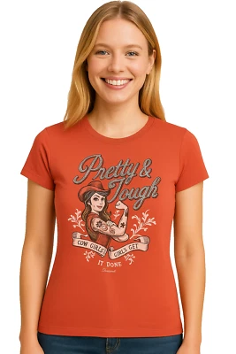 Camiseta para mujer Farm Girl bonita y resistente rosa grande Foto 1 de 3