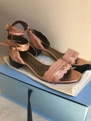 8 Sandalia Lanvin Festoneada Tacón Grueso Cuero Correa al Tobillo Rosa 38 Nueva en Caja Orig.695 Foto 1 de 4