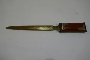 Apri lettere vintage fantasia tono oro con manico in pelle buone condizioni - Foto 1 di 4