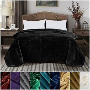 Chezmoi Collection Heavy Thick One Ply Faux Korean Mink Blanket King Size 85x95"