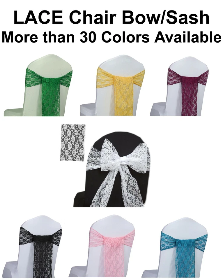 LACE Chair Sashes Bows Ribbon 6"X108" Event Wedding Party Decoration - FREE SHIP - Image 1 of 3