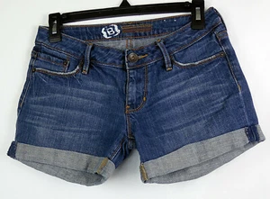 Bullhead Distressed Blue Stretch Denim Cuffed 5-Pocket Shorts 3 JR - 28" Waist - Picture 1 of 2