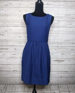 J. Crew Blue Sleeveless Ruched Shift Dress w Pockets Women's 2 - Picture 1 of 8